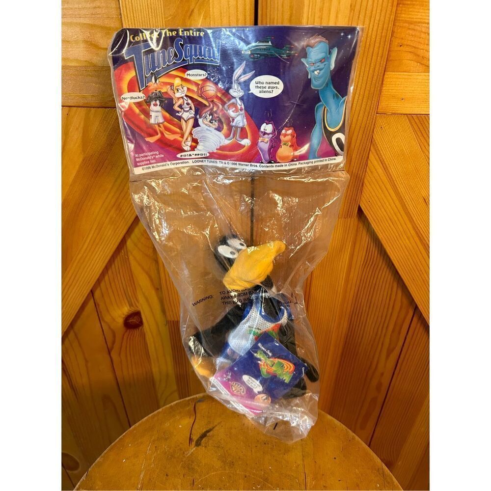 Space Jam Movie Daffy Duck Plush Toy 1996 McDonalds Open Bag (3938)